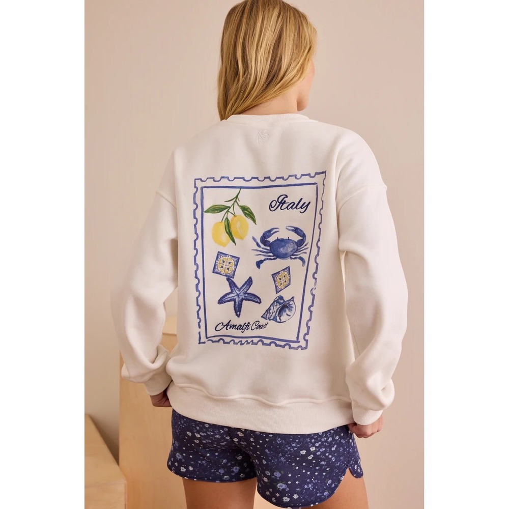 AS Revival Amalfi Coast Positano Italy Graphic Sweatshirt White Size‎ XS NWT